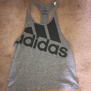 grey adidas workout tank top